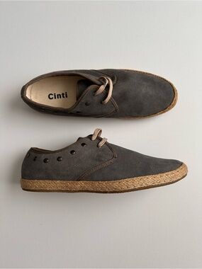 CINTI Men's Gray Suede Boat-Style Espadrille